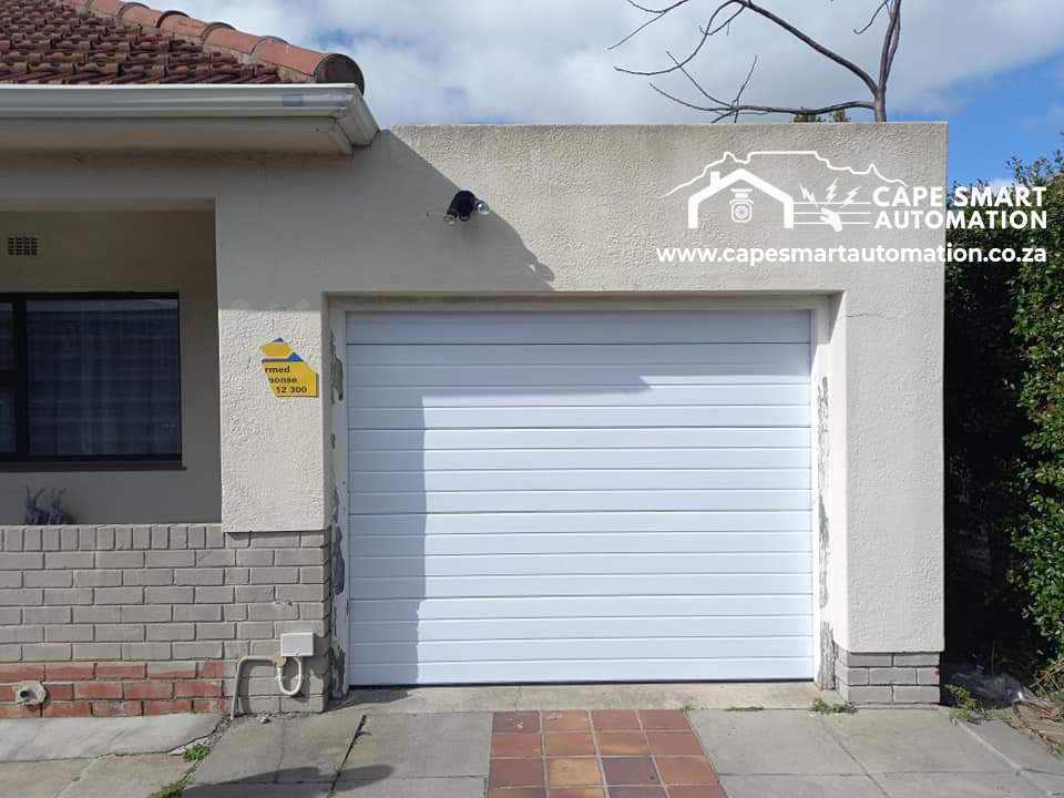 Modern automated garage door at a residential property